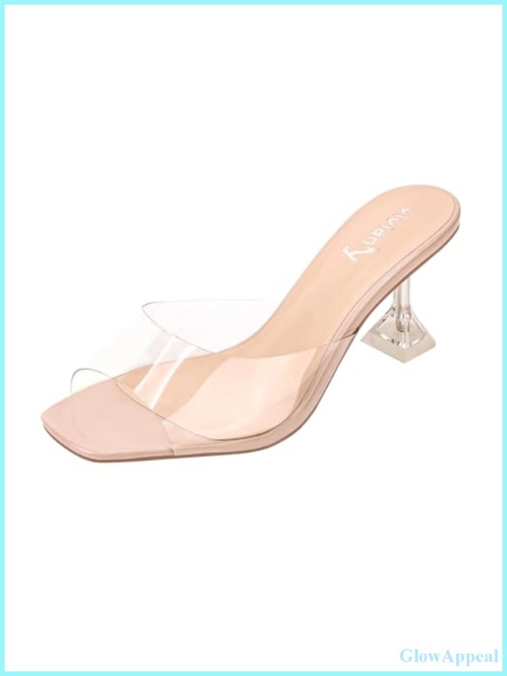 PU clear square open heeled sandals slip on mules for party